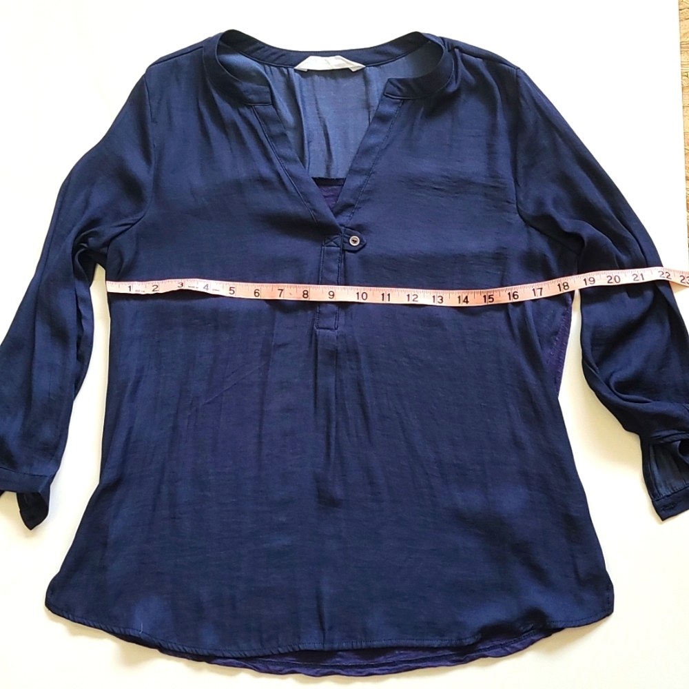 Navy blue silk like blouse